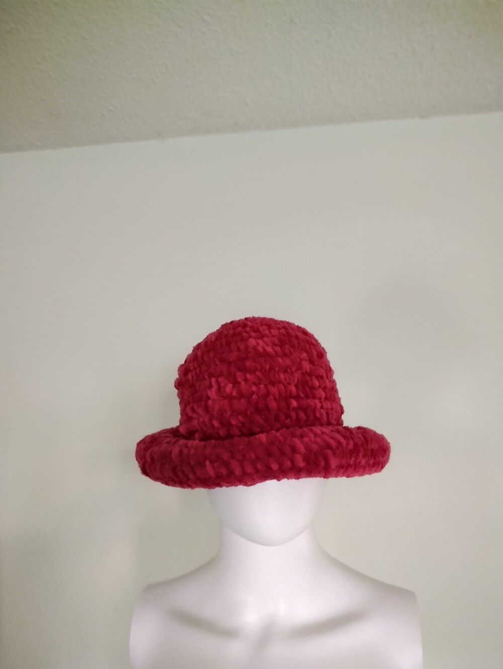 Plush Red Bucket Hat for Women - Cozy Soft Winter Style
